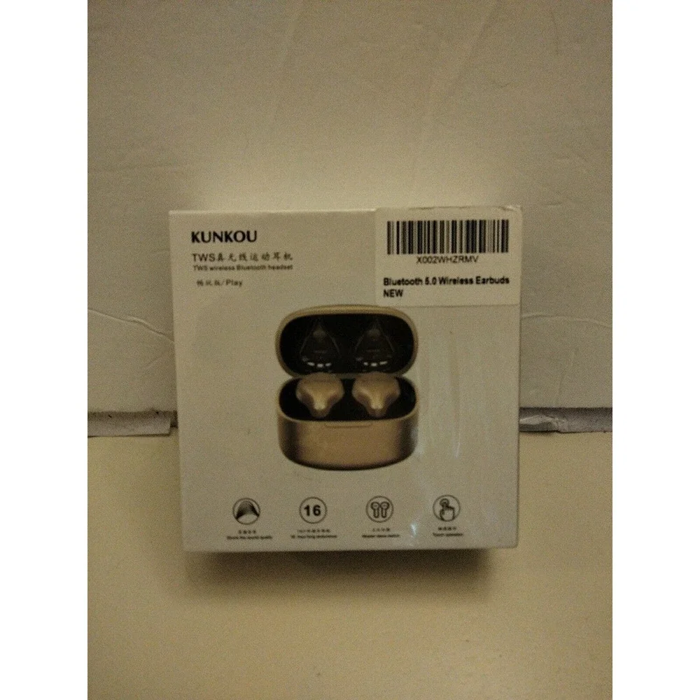Kunkou TWS 5.0 Wireless Bluetooth Headset 16 Hour With Charger Gold